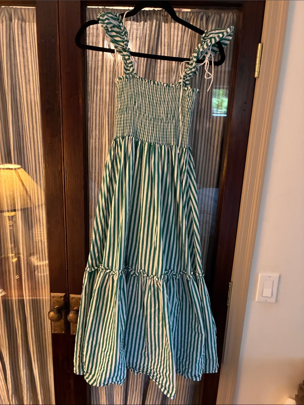 Petal & Pup Green and White Striped Tiered Sundress
